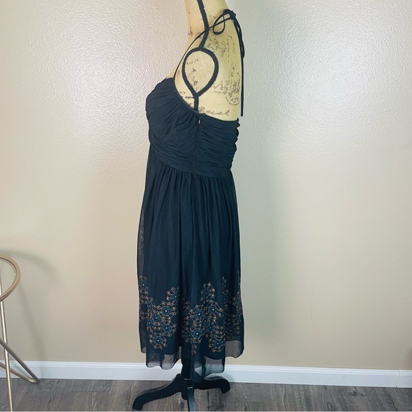 Vtg Maggy London Sequins Black Chiffon Front Beaded Cocktail Dress 12P Evening - Picture 5 of 11